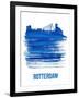 Rotterdam Skyline Brush Stroke - Blue-NaxArt-Framed Art Print