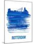 Rotterdam Skyline Brush Stroke - Blue-NaxArt-Mounted Art Print