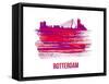 Rotterdam Skyline Brush Stroke - Red-NaxArt-Framed Stretched Canvas