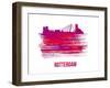 Rotterdam Skyline Brush Stroke - Red-NaxArt-Framed Art Print
