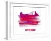 Rotterdam Skyline Brush Stroke - Red-NaxArt-Framed Art Print