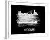 Rotterdam Skyline Brush Stroke - White-NaxArt-Framed Art Print