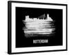 Rotterdam Skyline Brush Stroke - White-NaxArt-Framed Art Print