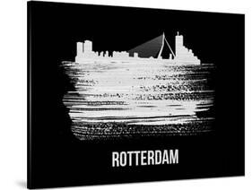 Rotterdam Skyline Brush Stroke - White-NaxArt-Stretched Canvas