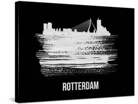 Rotterdam Skyline Brush Stroke - White-NaxArt-Stretched Canvas
