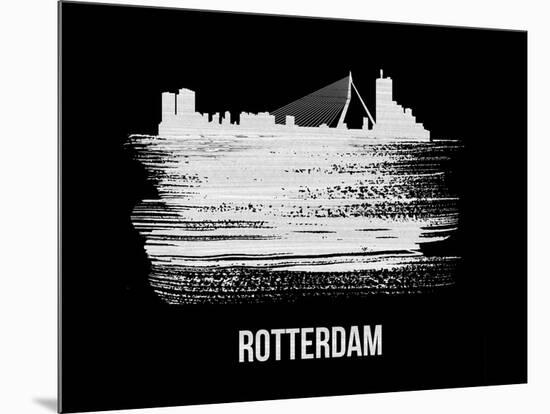 Rotterdam Skyline Brush Stroke - White-NaxArt-Mounted Art Print