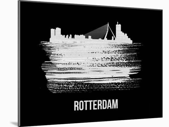 Rotterdam Skyline Brush Stroke - White-NaxArt-Mounted Art Print