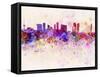 Rotterdam Skyline in Watercolor Background-paulrommer-Framed Stretched Canvas