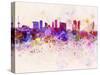 Rotterdam Skyline in Watercolor Background-paulrommer-Stretched Canvas