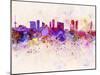 Rotterdam Skyline in Watercolor Background-paulrommer-Mounted Art Print