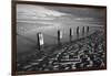 Rotting wooden posts of old sea defences on Winchelsea beach at low tide, Winchelsea, East Sussex-Stuart Black-Framed Photographic Print