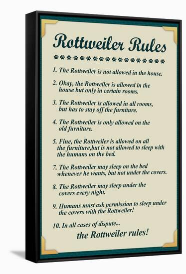 Rottweiler House Rules-null-Framed Stretched Canvas