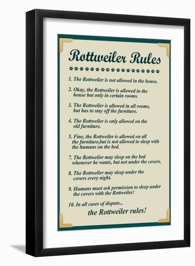 Rottweiler House Rules-null-Framed Art Print