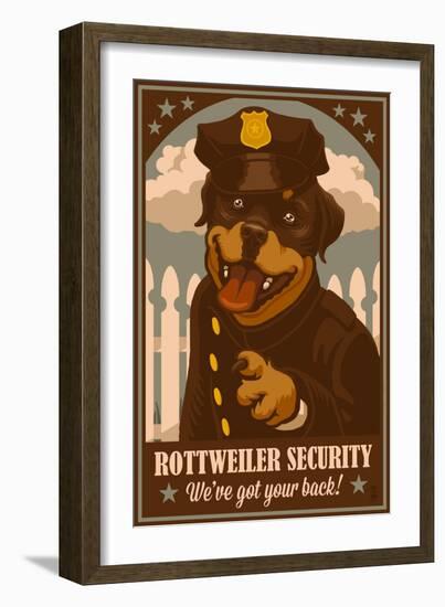 Rottweiler - Retro Security Ad-Lantern Press-Framed Art Print