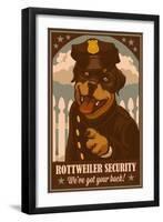 Rottweiler - Retro Security Ad-Lantern Press-Framed Art Print