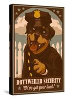 Rottweiler - Retro Security Ad-Lantern Press-Stretched Canvas