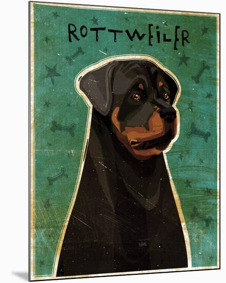 Rottweiler-John W^ Golden-Mounted Art Print