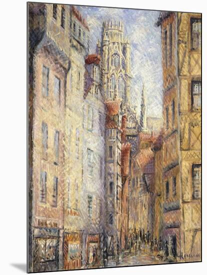 Rouen, a Street by the Church; Rouen, Rue Avec L'Eglise, C.1920-Gustave Loiseau-Mounted Giclee Print