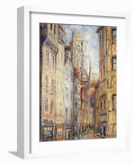 Rouen, a Street by the Church; Rouen, Rue Avec L'Eglise, C.1920-Gustave Loiseau-Framed Giclee Print