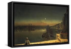 Rouen at Night from the Pont De Pierre, 1878-John Atkinson Grimshaw-Framed Stretched Canvas