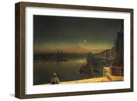 Rouen at Night from the Pont de Pierre, 1878-John Atkinson Grimshaw-Framed Giclee Print