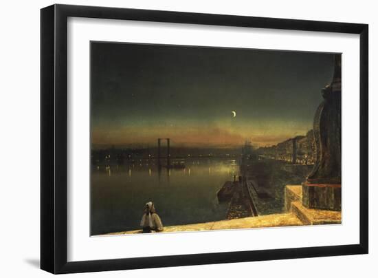 Rouen at Night from the Pont de Pierre, 1878-John Atkinson Grimshaw-Framed Giclee Print