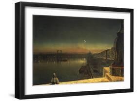 Rouen at Night from the Pont de Pierre, 1878-John Atkinson Grimshaw-Framed Giclee Print