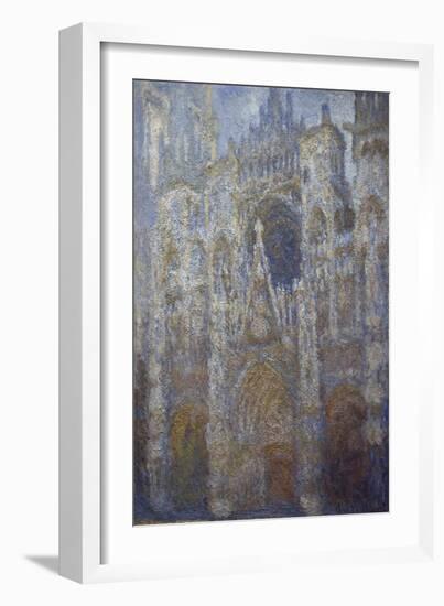 Rouen Cathedral, Blue Harmony, Morning Sunlight, 1893-Claude Monet-Framed Art Print