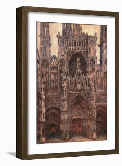 Rouen Cathedral, Evening Effect, Harmony in Brown-Claude Monet-Framed Art Print