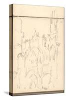 Rouen Cathedral Facade, C.1892 (Pencil on Paper)-Claude Monet-Stretched Canvas