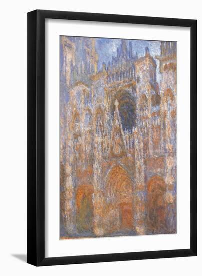 Rouen Cathedral, Full Sunlight Harmony in Blue-Claude Monet-Framed Art Print