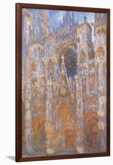 Rouen Cathedral, Full Sunlight Harmony in Blue-Claude Monet-Framed Art Print