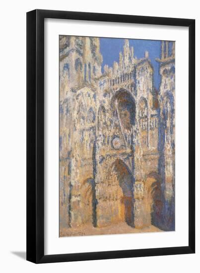 Rouen Cathedral, Morning Sun, Harmony in Blue-Claude Monet-Framed Art Print