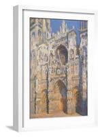 Rouen Cathedral, Morning Sun, Harmony in Blue-Claude Monet-Framed Art Print