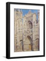 Rouen Cathedral. The portal and the Tour Saint-Romain, Full Sun, 1893-Claude Monet-Framed Premium Giclee Print