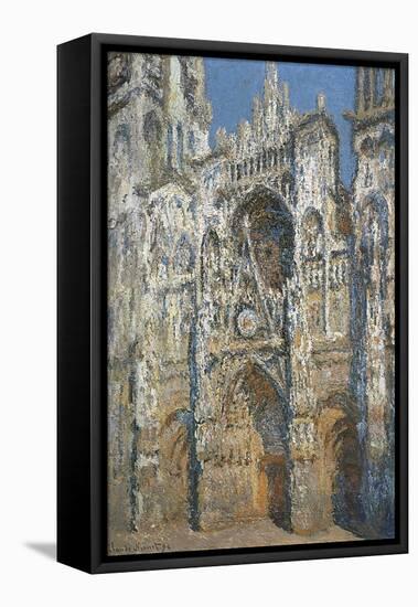 Rouen Cathedral, the Portal and the Tower of Saint-Romain, Morning Effect, Harmony in White-Claude Monet-Framed Stretched Canvas