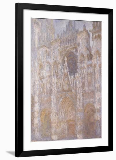 Rouen Cathedral, the Portal, Harmony Blue Morning Sun-Claude Monet-Framed Giclee Print