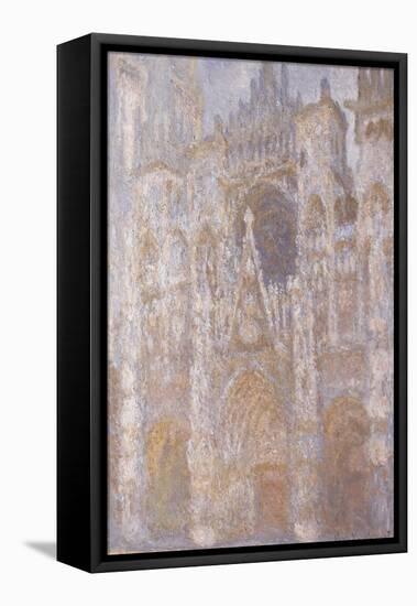 Rouen Cathedral, the Portal, Harmony Blue Morning Sun-Claude Monet-Framed Stretched Canvas