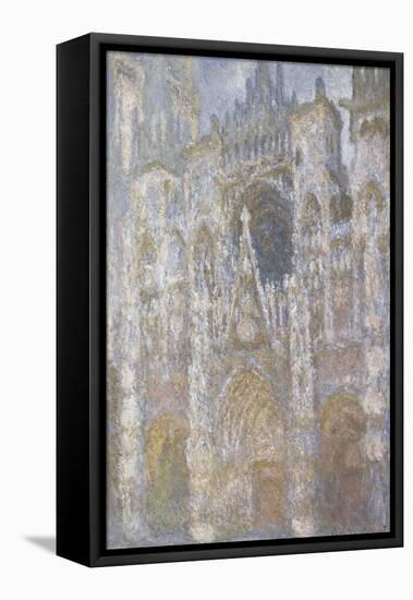 Rouen Cathedral, the Portal, Harmony Blue Morning Sun-Claude Monet-Framed Stretched Canvas