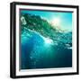 Rough Colored Ocean Wave Breaking down at Sunset Time-Willyam Bradberry-Framed Photographic Print