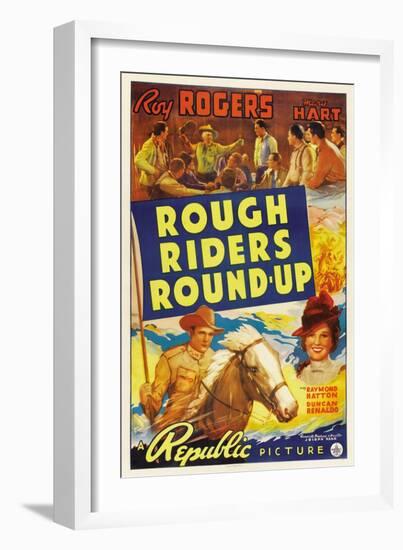 ROUGH RIDERS ROUND-UP, Roy Rogers, Trigger, Lynne Roberts [aka Mary Hart], 1939-null-Framed Art Print