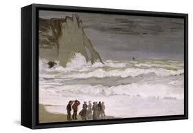 Rough Sea at Etretat, 1868-69-Claude Monet-Framed Stretched Canvas