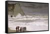 Rough Sea at Etretat, 1868-69-Claude Monet-Framed Stretched Canvas