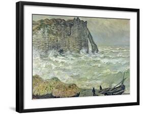Rough Sea at Etretat, 1883-Claude Monet-Framed Giclee Print