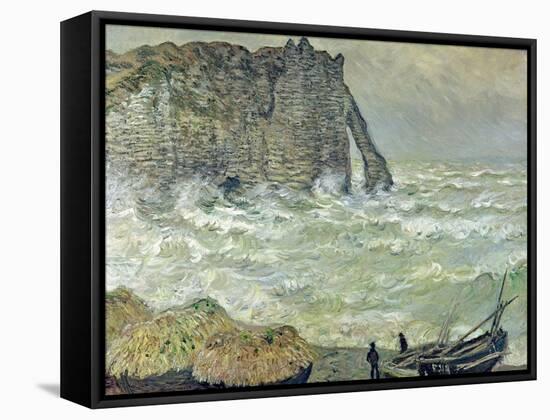 Rough Sea at Etretat, 1883-Claude Monet-Framed Stretched Canvas