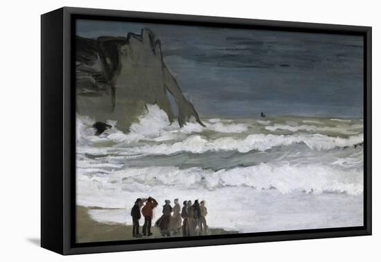 Rough Sea at Etretat-Claude Monet-Framed Stretched Canvas
