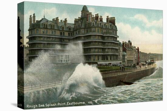 Rough Sea, Splash Point, Eastbourne, Sussex, C1912-null-Stretched Canvas