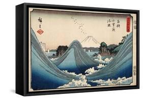 Rough Seas at Shichiri Beach, Sagami Province from Series Thirty Six Views of Mount Fuji, c.1851-2-Ando or Utagawa Hiroshige-Framed Stretched Canvas