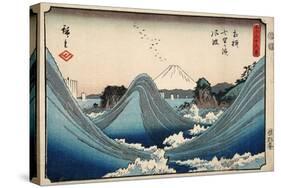 Rough Seas at Shichiri Beach, Sagami Province from Series Thirty Six Views of Mount Fuji, c.1851-2-Ando or Utagawa Hiroshige-Stretched Canvas