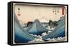 Rough Seas at Shichiri Beach, Sagami Province from Series Thirty Six Views of Mount Fuji, c.1851-2-Ando or Utagawa Hiroshige-Framed Stretched Canvas